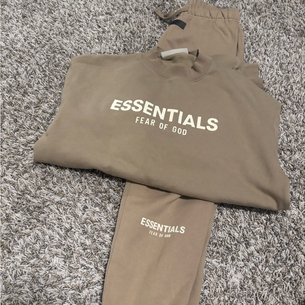 Fear of God Essentials Tan Sweatshirt and Sweatpants Set